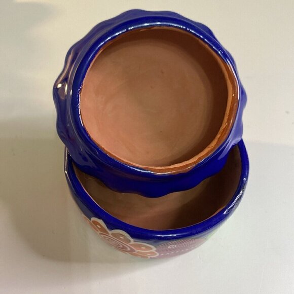 Isidoro Mexico Trinket Box Art Pottery Sun Face Had Painted Multicolor Glazed - Picture 3 of 8